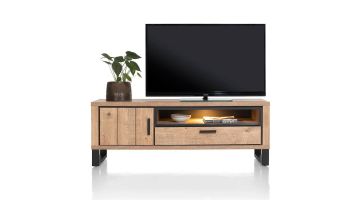 Henders & Hazel lowboard Pavarotti 150 cm met tv, lade, deur en open vak met ledverlichting, frontaal weergegeven