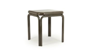 Bijzettafel Zelda van metaal met glanzende donkerbruine afwerking en retro ontwerp