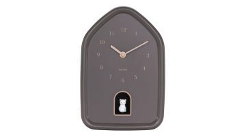 Donkerbruine Karlsson wandklok met katje