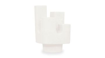 Witte keramieken tafellamp Cuarto met abstracte sculpturale vorm en ruwe betonstructuur, vooraanzicht