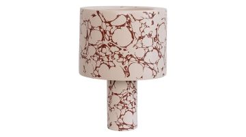Tafellamp Fluido met rood marmerdessin op lichte keramiek