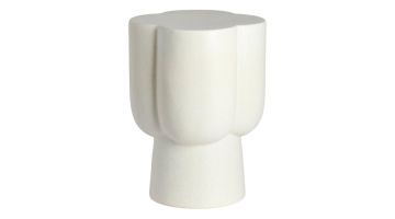 Mat crème keramieken bijzettafel Junto met rond blad en reliëfstructuur