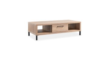 Salontafel Selinia in Brown Cuneo Oak met lade en twee open vakken