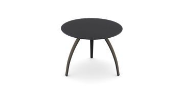 Ronde bijzettafel St. Kilda met zwart onderstel en zwart verjongd HPL blad