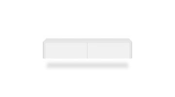 Wit zwevend tv-meubel Moiano van 200 cm met afgeronde hoeken en strakke fronten