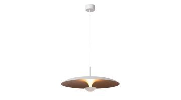 Witte Kenneth hanglamp Ø60 cm met ronde schotelkap en warm licht