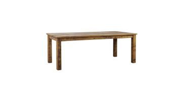 Eettafel Wilshire 240x100 cm van massief hout met robuust tafelblad en rechte houten poten.