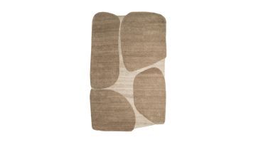 Modern vloerkleed in beige en bruintinten met organische, afgeronde vormen