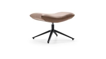 Baenks Hickson voetenbank in leder Granada Taupe met zwarte draaivoet