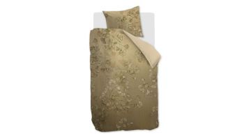 Dekbedovertrek Ainish met verfijnd bloemenpatroon in warme goud- en beigetinten