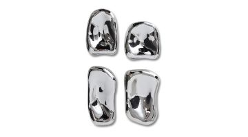 Set van vier chrome wandsculpturen met organische vormen en spiegelende afwerking