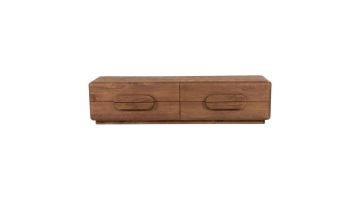 Eleonora TV-meubel Murphy 160 cm in bruin mango hout vrijstaand tegen lichte achtergrond