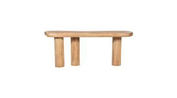 Sidetable Nigel van Eleonora met afgerond houten blad en drie ronde houten poten op een witte achtergrond
