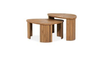 By-Boo Tala salontafelset van reclaimed teak met organisch gevormde tafelbladen