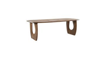 Eleonora eettafel Phoebe schuin van voren met afgerond houten blad en opvallende houten poten