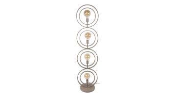 Beige vloerlamp Turn Around met vier ronde metalen ringen en vier zichtbare lichtpunten