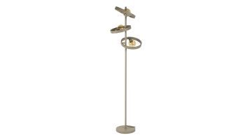 Vloerlamp Hover beige met drie lichtpunten en ronde metalen ringen