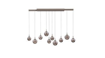 Bronzen PURE E-Infinity hanglamp met tien amberkleurige glazen bollen en modern design.