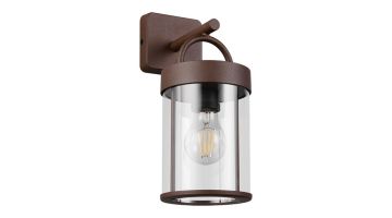 Almeria buitenwandlamp in roestkleur schuin van voren