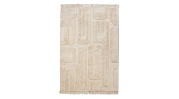 Rechthoekig vloerkleed Tufted Limestone met subtiel reliëf en organisch patroon in lichte natuurtinten