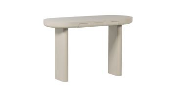 Ovale sidetable in dust kleur met afgeronde hoeken en twee stevige poten