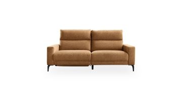 3-zitsbank Holsted in bruine boucléstof met hoge rugleuning en metalen poten vooraanzicht