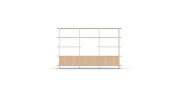 Modular Cabinet wandkast met wit frame en eiken planken in minimalistisch design