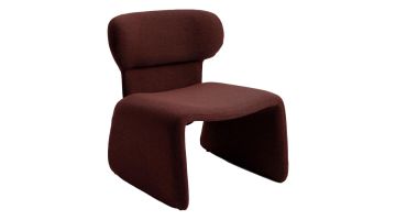 COCOmaison Liva fauteuil in burgundy rood schuin van voren met afgeronde zitting en doorlopend onderstel