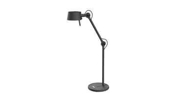 Zwarte Bolt10 Desk bureaulamp met verstelbare arm en ronde voet in minimalistisch design