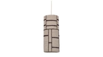 Hanglamp van zeegras met geometrisch patroon in naturel tint