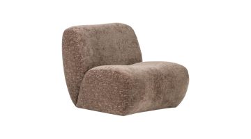 Lichtbruine WOOOD Nomu fauteuil in craquelé velvet schuin van voren gefotografeerd