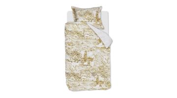 Beddinghouse x Van Gogh Champs de Semis dekbedovertrek met okergele landschapsprint op crèmekleurige basis