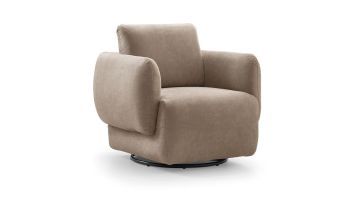 Draaifauteuil Dutchz 4401 in taupekleurige microvezelstof met metalen draaipoot