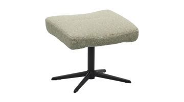 Hocker Lokka in lichtgroene stof met zwarte draaivoet schuin van voren