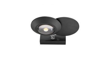 Zwarte PURE Oculis LED wandlamp met draaibare lichtspot en modern design.