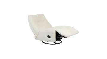 Relaxfauteuil Chill in off white met verstelbare rugleuning en voetensteun op draaivoet