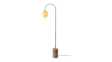 Vloerlamp Tivoli van It’s about RoMi in zandkleur met travertine voet en glazen bol