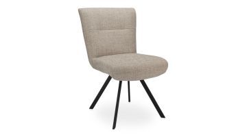 Eetkamerstoel Auro met beige stoffen bekleding en zwart metalen onderstel