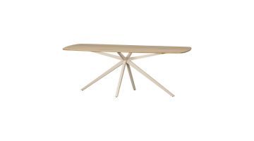 WOOOD Tablo Deen ovale eettafel van eikenhout met taupekleurige metalen kruispoot