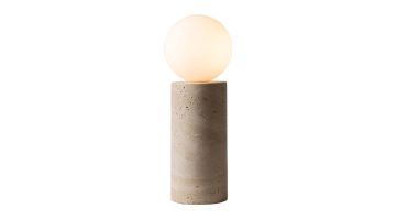Tafellamp Tivoli van It’s about RoMi met marmeren voet en glazen bolverlichting in witte uitvoering