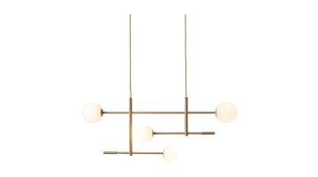 Beige hanglamp Copenhagen met vier glazen bollen en modern metalen frame van It’s About RoMi