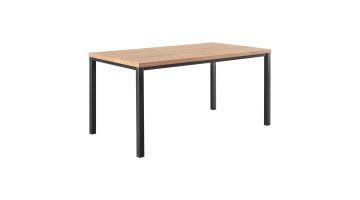  Pronto Wonen Tesino eettafel met naturel houtlook blad en zwarte metalen poten