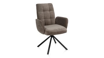 Henders & Hazel Silva draaibare armstoel in bruine chenille stof met zwart metalen onderstel