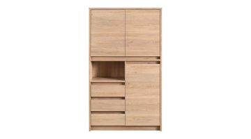 Opbergkast Quebec in Old Oak met 3 deuren, 3 lades en 1 open vak