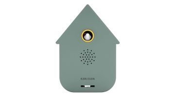 Karlsson Sound Box Modern Cuckoo in jungle green met wit vogeltje in huisvormig ontwerp