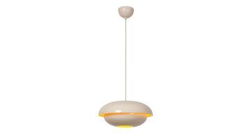 Beige Lucide Younes hanglamp met warm licht op witte achtergrond