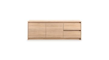 Modern dressoir Quebec in old oak met twee deuren en twee lades in houtlook.