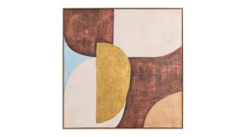 Abstract schilderij Annabel van COCOmaison met geometrische vormen in crème, okergeel en roodbruine tinten.
