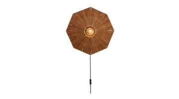 Bruine wandlamp Panama van Good&Mojo gemaakt van gevlochten raffia met warm sfeervol licht