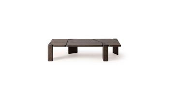 Milo salontafel van hout met een uniek opgebouwd blad uit verschillende vormen.